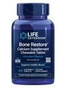 Prolongation de vie Bone Restore Supplément Calcium Comprimés à croquer, Bone Health Supplément, Calcium, Vitamine D, Minéraux, Sans gluten, Non-OGM, 60 Comprimés