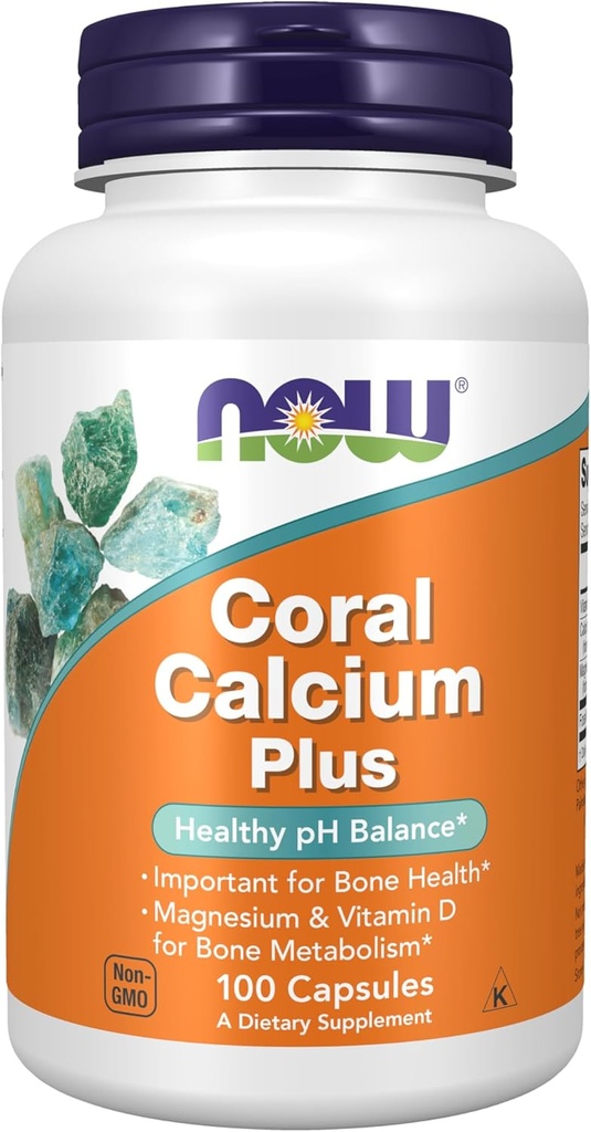 MAINTENANT Aliments suppléments, Coral Calcium Plus, Bone Health*, Healthy pH Balance*, 100 gélules