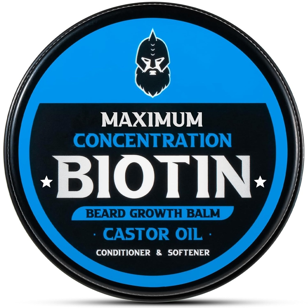 Baume à barbe, Biotine à concentration maximale, avec huile de ricin et huile d'argan et de jojoba, favorise la croissance de la barbe, les styles, renforce et adoucit la barbe et les moustaches, 2 once, Cédar