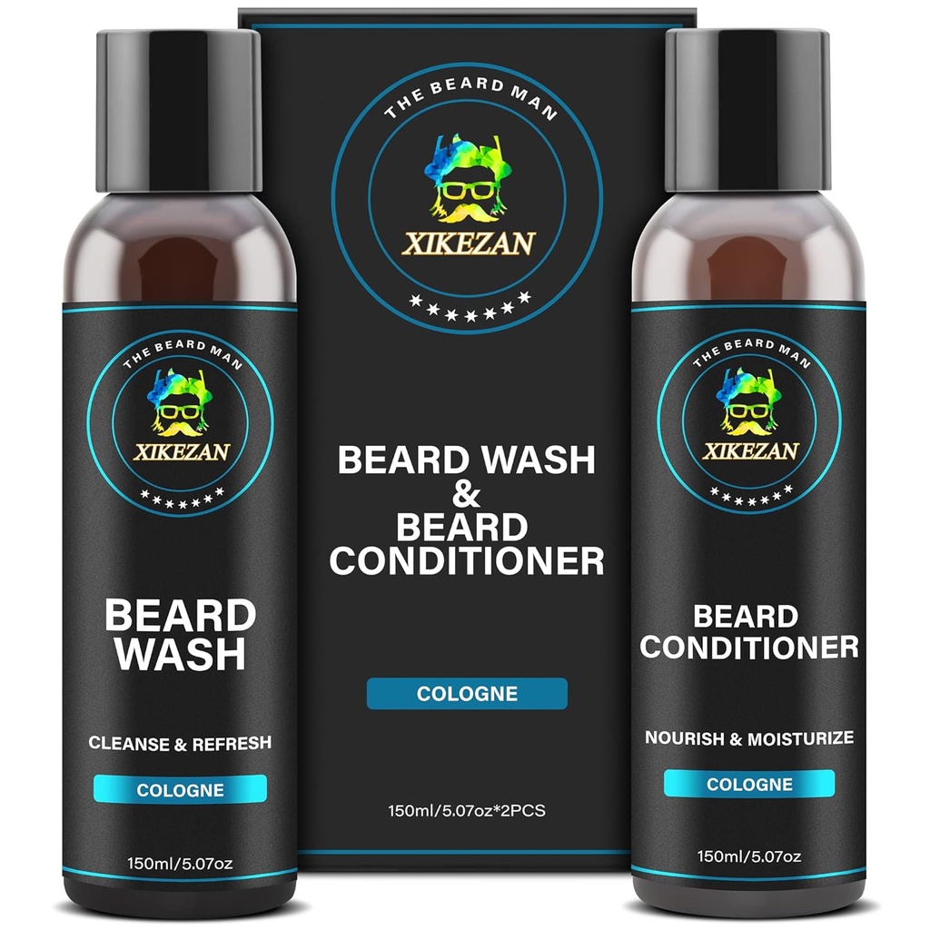 XIKEZAN Laver les barbes et revitaliser les barbes softener naturel Set w/Argan & Jojoba Huiles Lisse et renforce Noël Bas Stouffres Père Jour Cadeaux pour les hommes lui papa garçon ami mari