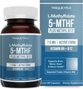 L Méthylfolate 7,5mg plus Méthyl B12 - Forme active 5-MTHF, supplément MTHFR - Folate méthylé prêt à circuler + B12 Cofacteur - Supports Mood, Homocysteine Méthylation, Cognition (60 Capsules)