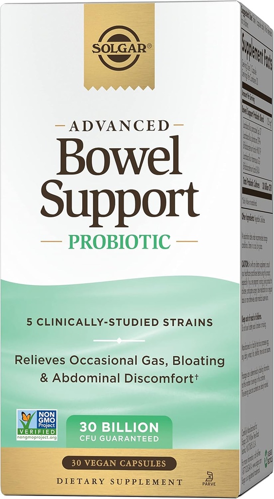 Solgar Bowel Support Probiotique, 30 Capsules