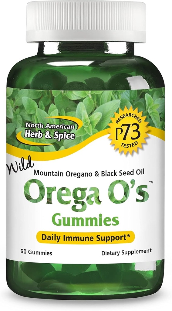NORTH AMERICAN HERB & SPICE Orega O’s - 60 Gummies with Wild Mountain Oregano & Black Seed Oil - Non-GMO - 30 Servings