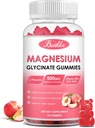 Glycinat de magnésium - Sans sucre, supplément de potassium complexe de magnésium avec potassium, vitamineD, B6 pour le calme, le sommeil et le stress pour les adultes - 60 Gummies de pêche
