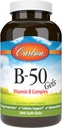 Carlson - Gels B-50, Complexe Vitamine B, Production d'énergie, Support cellulaire et bien-être optimal, 200 Softgels