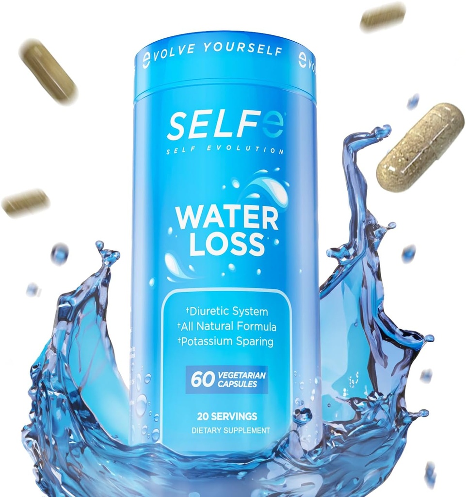 Pilules de perte d'eau - Pilules diurétiques naturelles pour la rétention d'eau - Pilules d'eau pour un soulagement rapide du bloom - Facile à prendre Pilules de rétention d'eau pour les femmes et les hommes - 60 Capsules de Veggie