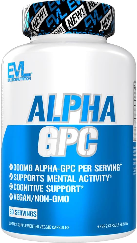 Nootropic Alpha GPC Choline Supplement - Alpha GPC 600 mg Nootropics Brain Support Supplement Acetylcholine Precursor and Mood Booster - EVL Nutrition for Memory and Focus Support