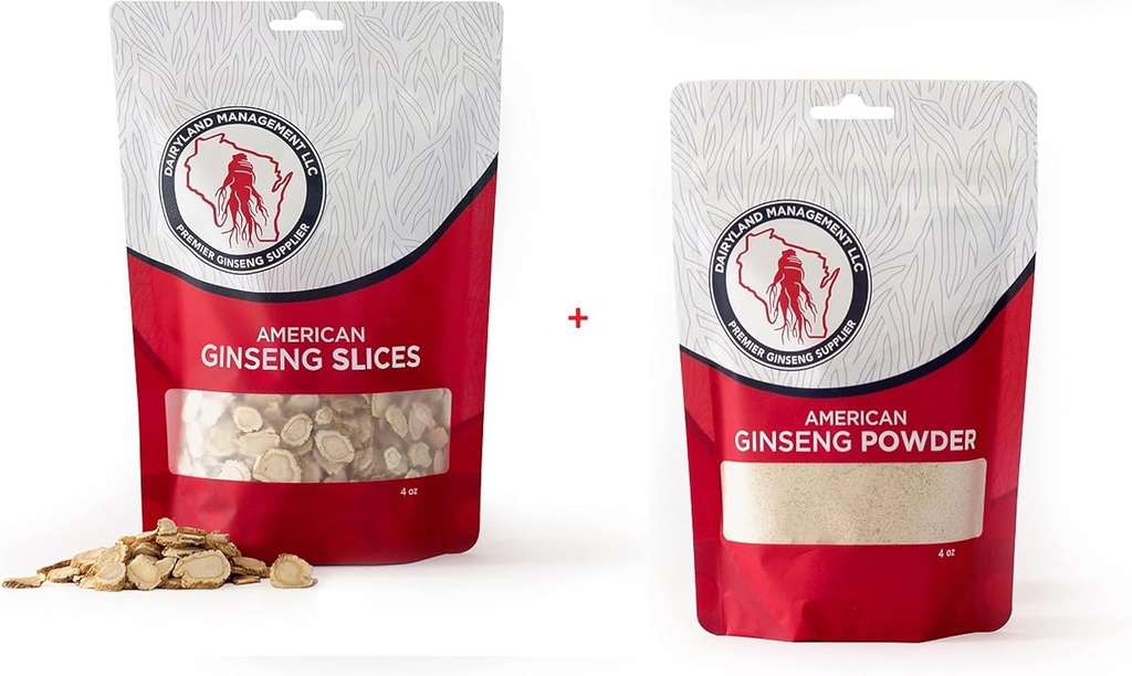 Dairyland American Ginseng Slices and Powder - 4 oz Pack Chacun de Wisconsin Ginseng – Direct de l'agriculteur au consommateur