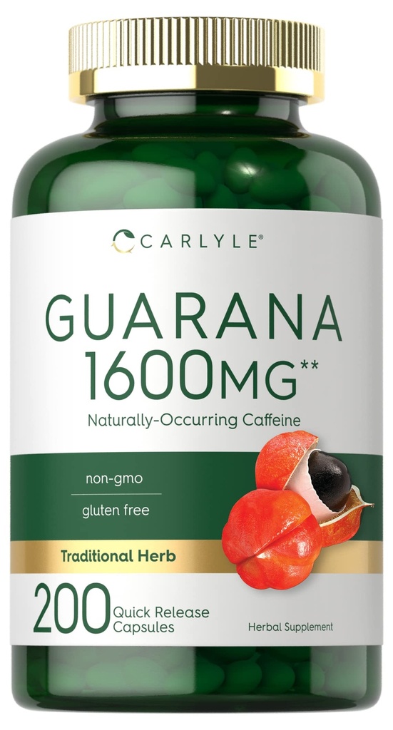 Carlyle Guarana Extrait Capsules de 1600mg de 200 Count.