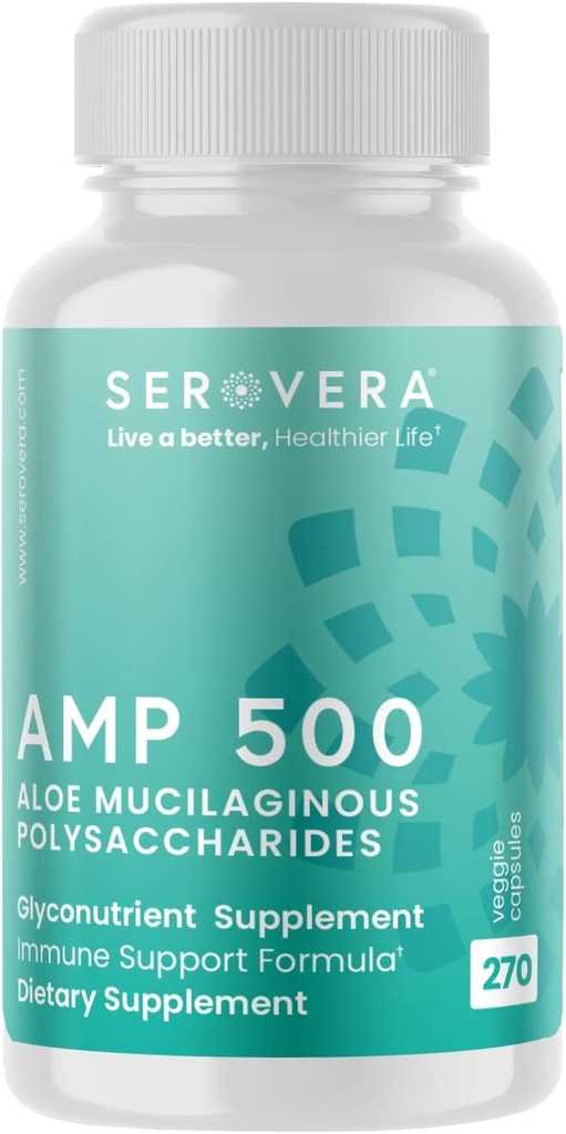Supplément Aloe Glyconutriment biologique AMP - Système immunitaire de soutien, tube digestif et Colon Health 270 capsules
