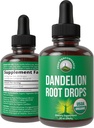 Extrait de racine de dandelion. Supplément de teinture liquide à base de plantes végane biologique de l'USDA pour les femmes et les hommes. Zéro sucre, Suppléments sans gluten pas capsules