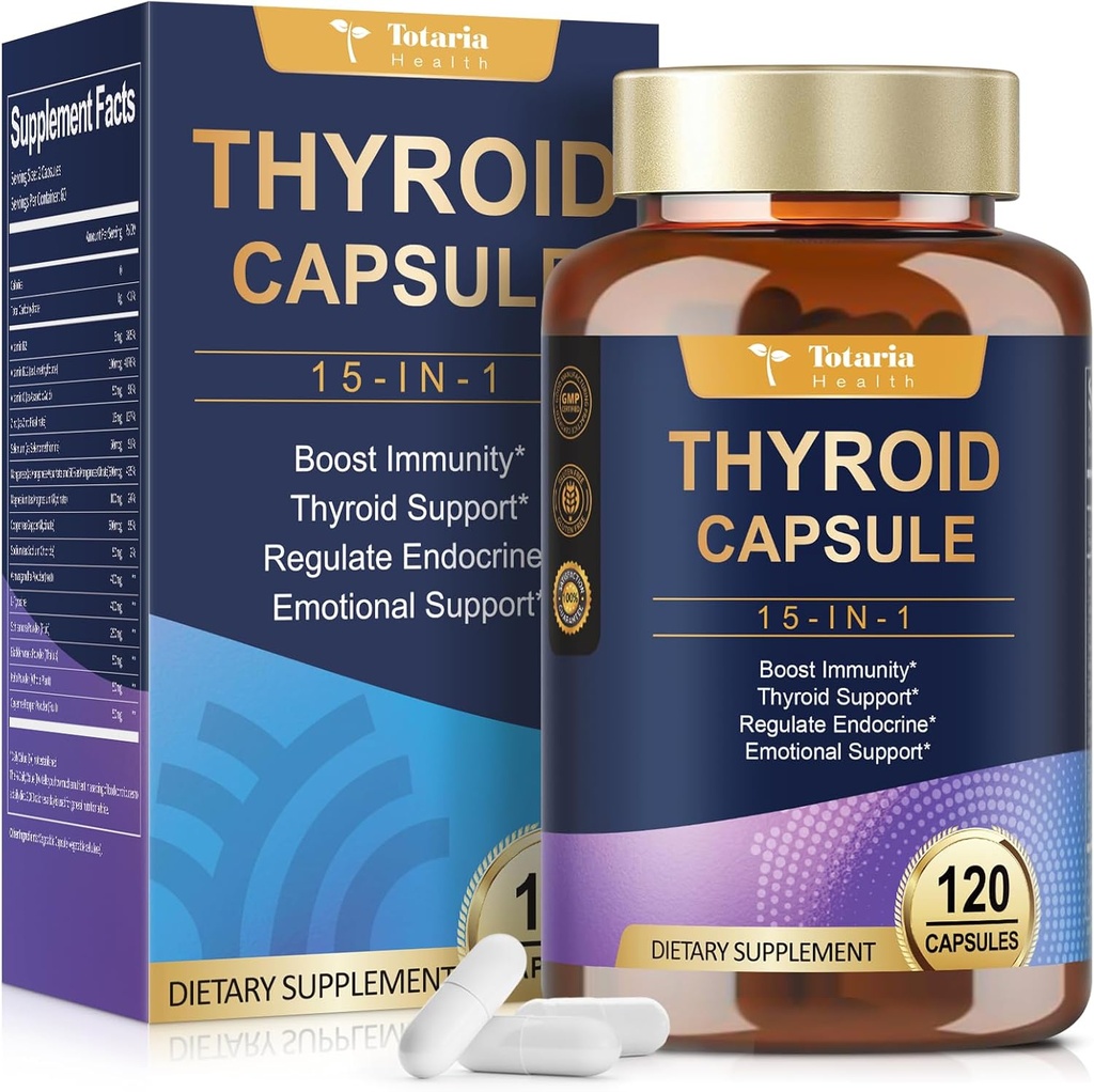 Support de thyroïde pour les femmes et l'homme capsules complexes - Iodine supplément de thyroïde avec L Tyrosine Bladderwrack Kelp Ashwagandha suppléments de sélénium - Mood Enhancer Énergie Blance niveau de thyroïde