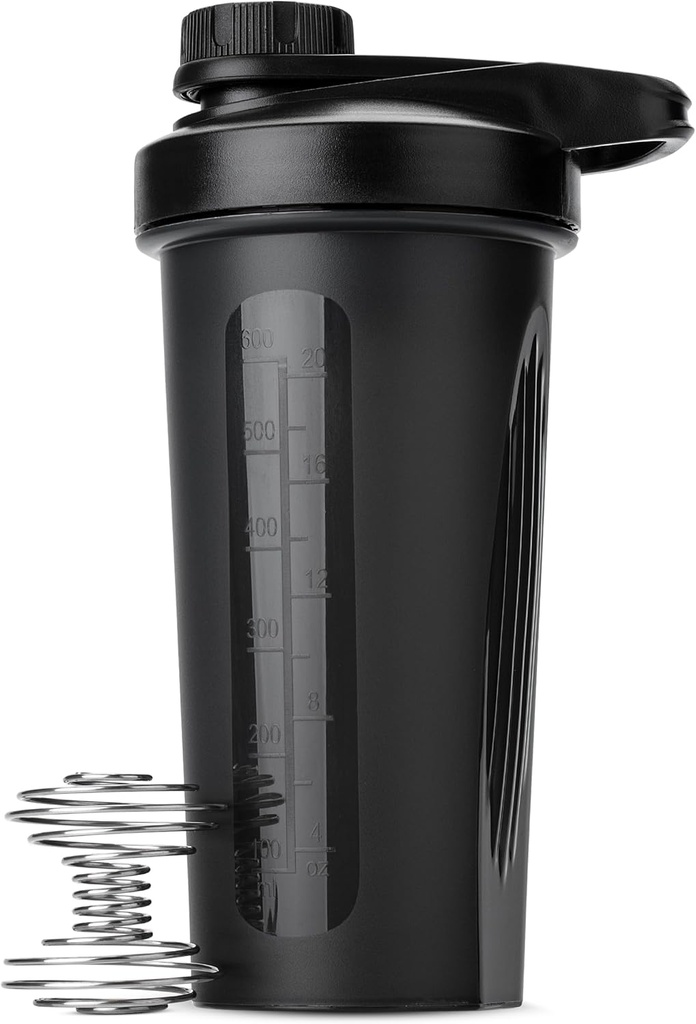 Bouteilles de stylo-shaker pour mélanges de protéines avec bouchon twist, 28 oz, bouteille de shaker de protéines noires avec boule de fouet, tasse de shaker, bouteille de mélangeur