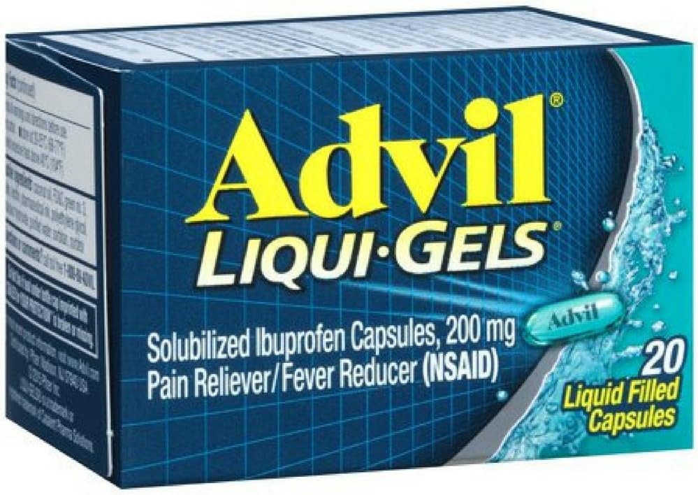 Advil Liqui-Gels 20s Taille 20s Advil Ibuprofen Pain Relief Capsules remplies de liquide 20ct