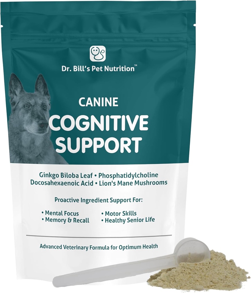 Projet de loi sur le soutien cognitif des canines Complément de soutien à la mémoire Multivitamine pour chiens Contient Gingko Biloba, L-Carnosine, Vitamine B-12, L-Glutamine, L-Tyrosine et DHA pour chiens adultes et aînés