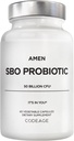 Amen Probiotics Supplement, SBO Probiotics et bio prébiotiques, 50 milliards d'UFC, plateau stable, pas de réfrigération nécessaire, Flora Daily Probiotic Formula pour les femmes et les hommes, végétalien et non-OGM, 60 capsules