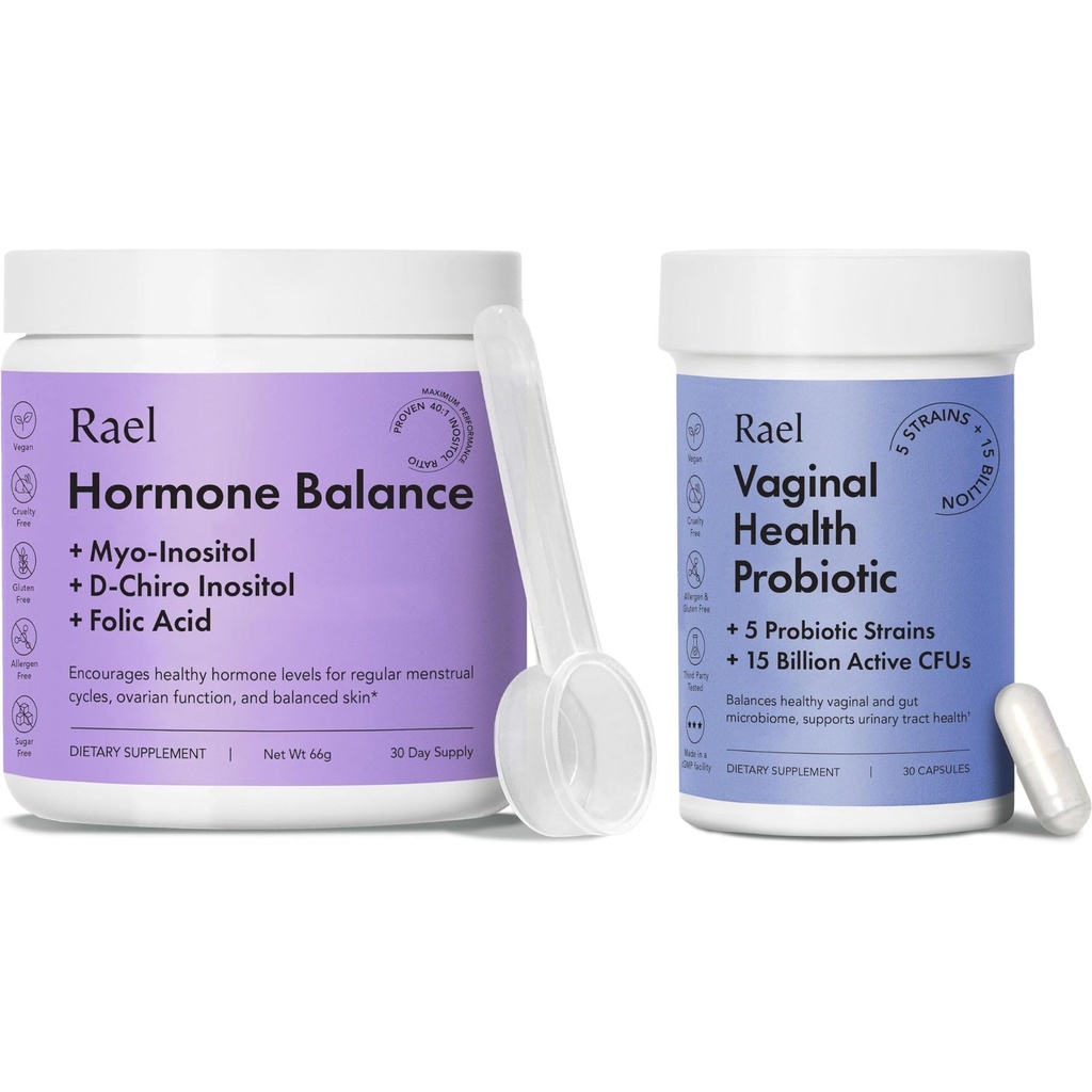 Supplément de rael pour les femmes - équilibre hormonal, fertilité et soutien ovarien (30 jours d'approvisionnement) et probiotiques, enzymes digestives, santé urinaire (30 jours d'approvisionnement)