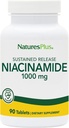 NaturesPlus Niacinamide, libération prolongée - 1000 mg, 90 comprimés - supplément de vitamine B3 à haute concentration - végétarien, sans gluten - 90 portions