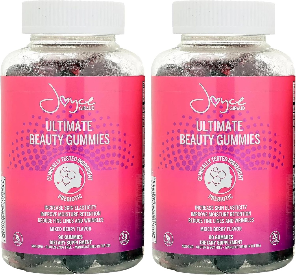Joyce Giraud Ultimate Beauty Gummies, 60 jours d'approvisionnement, soutient l'hydratation de la peau et son ton santé de la peau, 180 Gummies