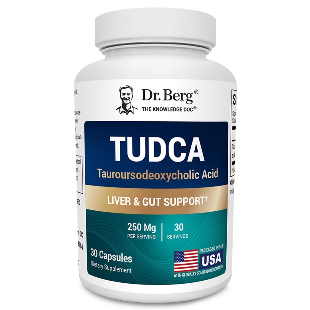 Dr Berg TUDCA Supplement (Acide Tauroursodeoxycholique) - Formule puissante pour la santé du foie, le flux biliaire, le soutien de la vésicule et la santé digestive* - 30 capsules