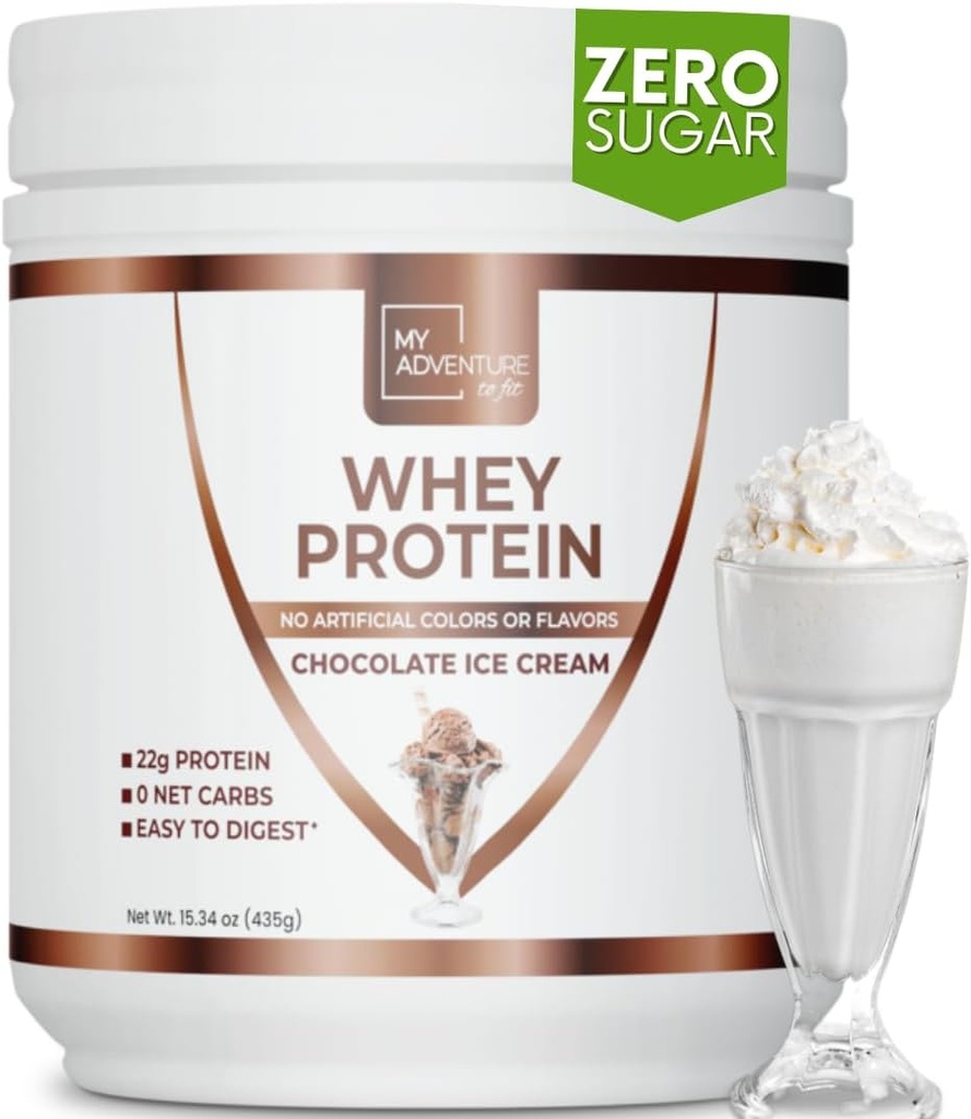 My Adventure to Fit Whey Isolate Protein Powder - Low Carb Protein Powder for Women - Sweetened with Stevia Whey Isolate Protein for Muscle Growth - Protein Powder (Crème glacée chocolatée, 15 portions)