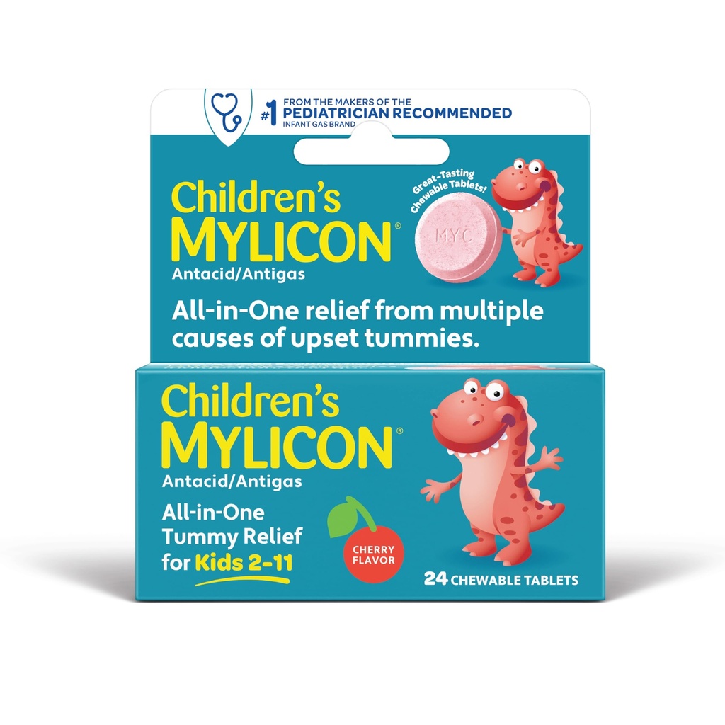 MYLICON Tummy Relief pour enfants, 24 comprimés à croquer au goût cerise