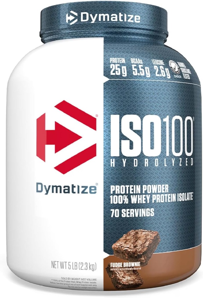 Dymatiser la poudre hydrolysée de lactosérum ISO 100, Fudge Brownie, 5 livres