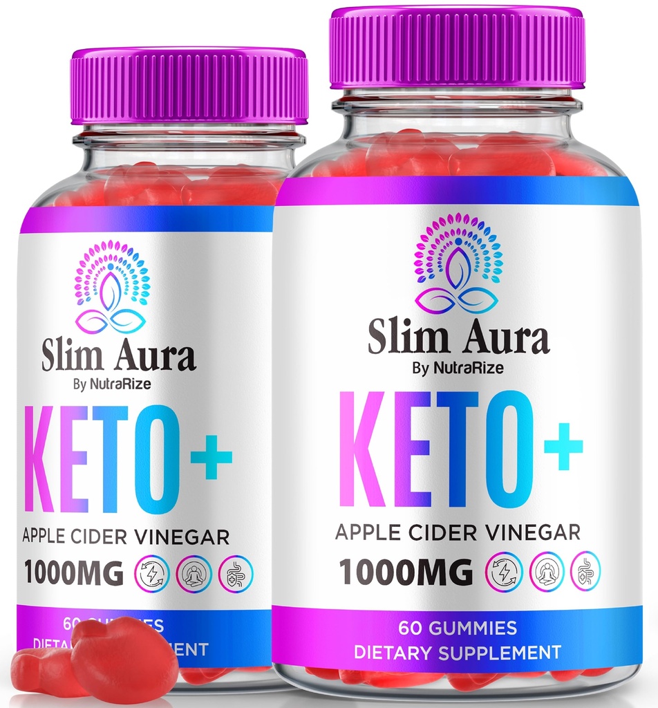 (2 Pack) Gommies de vinaigre de cidre de pomme Slim Aura Keto, Gommies officiels de vinaigre de cidre de pomme Slim Aura Keto pour perte de poids, Gommy de vinaigre de cidre naturel Keto Plus, Formule de kéto+ACV Premium, Gommias de cidre de pomme SlimAura (120 Gommies)