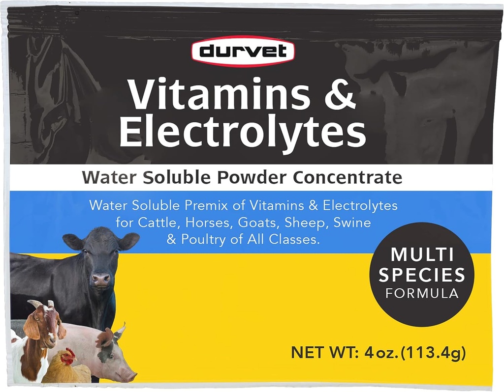 Vitamines et électrolytes de Durvet Conc, 4 oz (113,4 g)