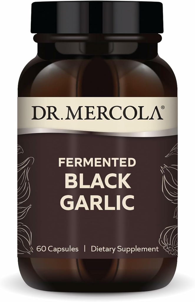 Dr. Mercola Fermented Black Garlic - Antioxidant Supplement - for Immune, Cellular & Heart Health Support - Includes S-Allyl-Cysteine - Non-GMO, Gluten-Free & Soy-Free - 60 Capsules (30 Servings)