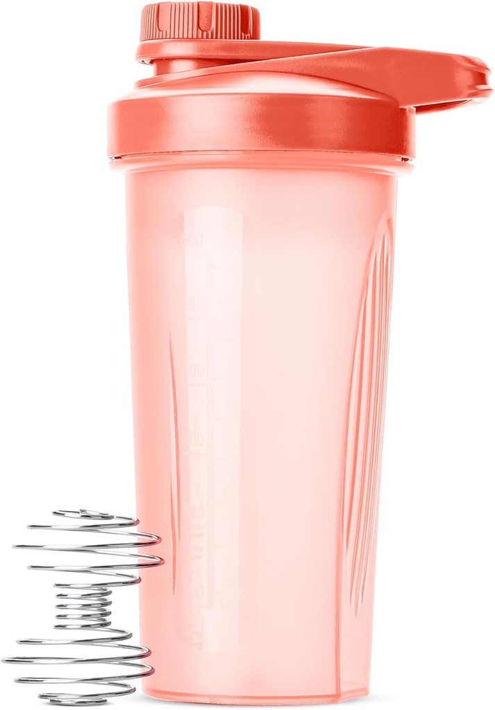 Mr. Pen- Shaker Bottle for Protein Mixes, 28 oz, Coral Pink With Twist Cap and Wire Whisk Ball, Mixer Cup for Shakes