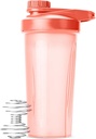 Mr. Pen- Shaker Bottle for Protein Mixes, 28 oz, Coral Pink With Twist Cap and Wire Whisk Ball, Mixer Cup for Shakes