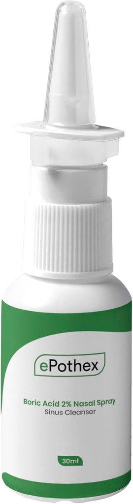 Acide borique 2 % Vaporisateur nasal - Effacer les passages de voies aériennes - Soutien pour les défis saisonniers et sinus chroniques - 30ml