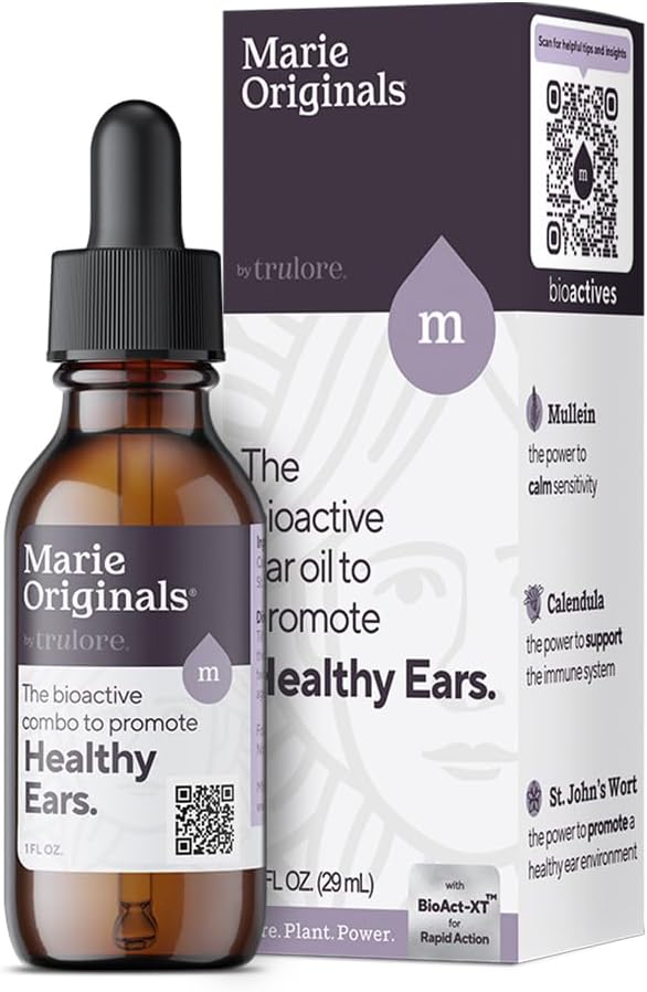Marie Originales Huile d'oreille naturelle gouttes de Mullein Huile d'ail gouttes d'oreille pour la prévention des infections, gouttes d'oreille à base de plantes pour adultes, enfants et animaux de compagnie, douleurs d'oreilles et enlèvement de cire, remèdes à l'oreille (1 paquet)
