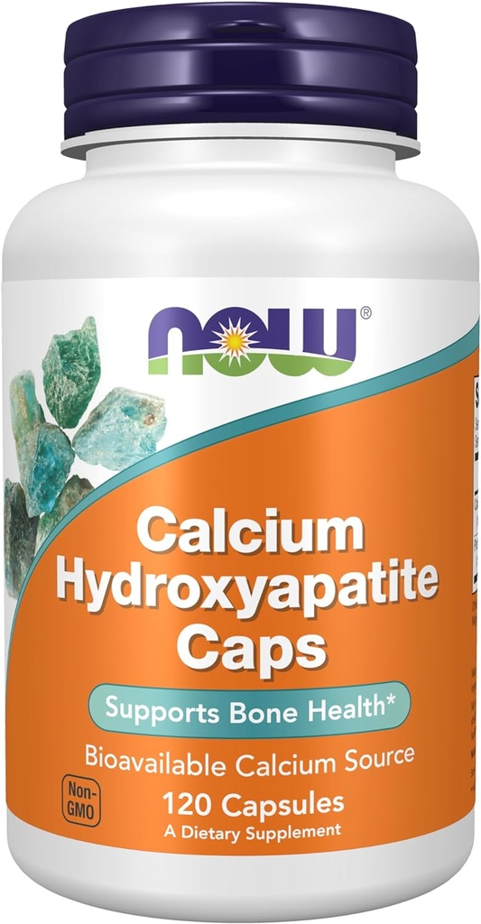 MAINTENANT Aliments suppléments, Calcium Hydroxyapatite Caps, soutient la santé osseuse*, 120 capsules