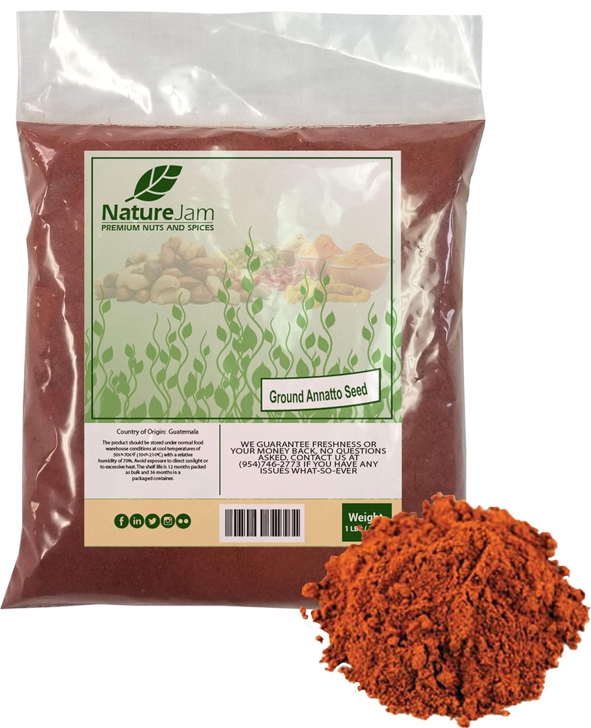 Ground Annatto en poudre en vrac sac en vrac 1 livre - La source la plus puissante de vitamine E tocotriénols