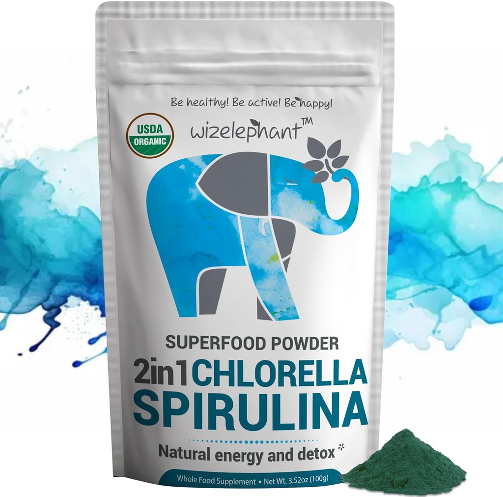 Chlorella Spirulina Poudre Organique de Super Greens Poudre et Mélange de Smoothie Riche en Chlorophylle pour le soutien immunitaire et l'énergie