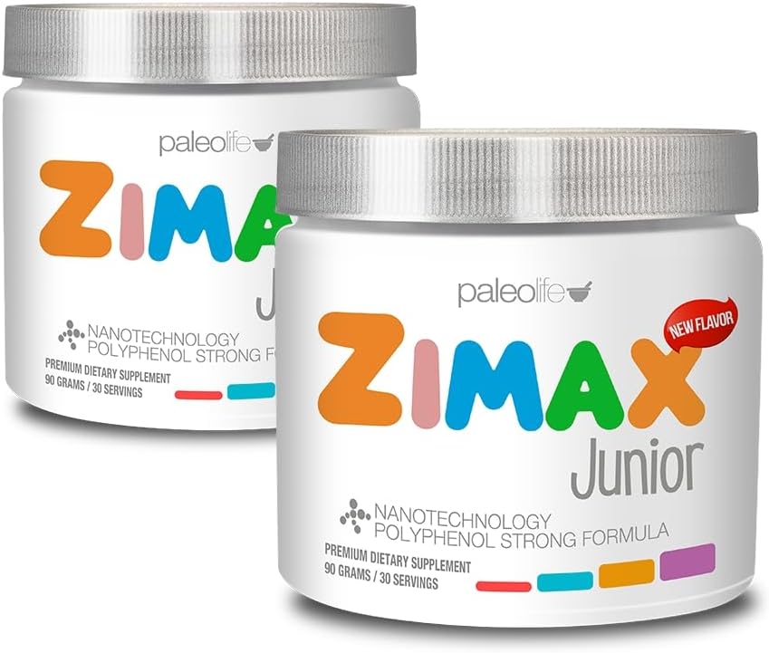 ZIMAX Junior Super Antioxydant pour les enfants et les adolescents entre 4 et 16 ans, 100% naturel avec vitamine C, magnésium, vitamine D3,Curcumine, gingembre et minéraux