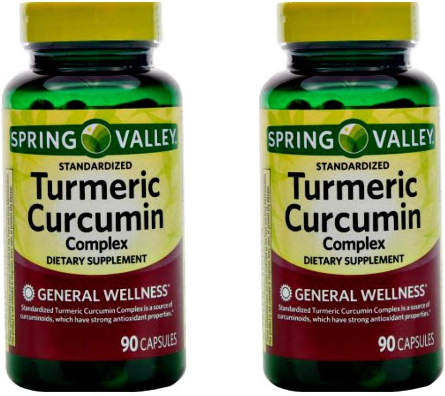 Spring Valley Standerdized Complex Turmeric Curcumin Dietary Supplement Capsules, 500 mg, 90 count, 2 pk