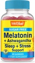 Eh bien oui Melatonine (2mg) avec Ashwagandha (850mg) Gummies sans sucre - Supplément d'aide au sommeil et au stress - avec Camomille, Baume de citron, Lavande et Valérien - Saveur naturelle - 60 Comte