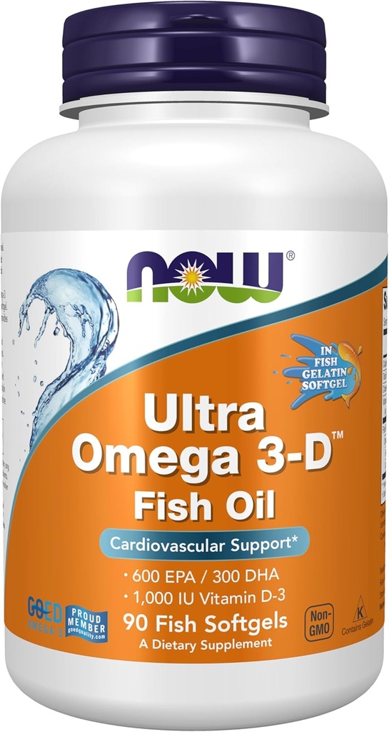 Suppléments, Ultra Omega 3-DTM, Omega-3 Huile de poisson + Vitamine D-3, Soutien cardiovasculaire*, 90 Softgels