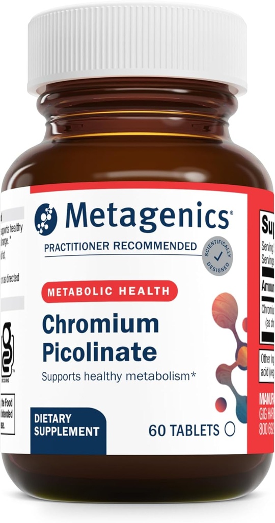 Métagène Picolinate de chrome - Biodisponible Chromium pour le soutien du métabolisme* - Trace minéral essentiel - Non-OGM - Végétarien - Sans gluten - 60 Compte
