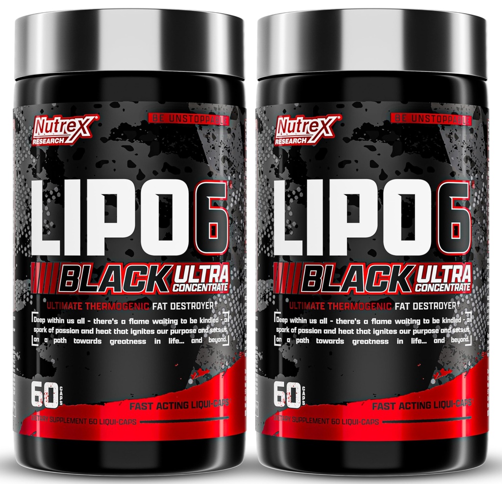 Nutrex Research Lipo-6 Black Ultra Concentrate Fat Burner Supplément, Augmenter la perte de poids, l'énergie et le focus intense 120 pilules diététiques