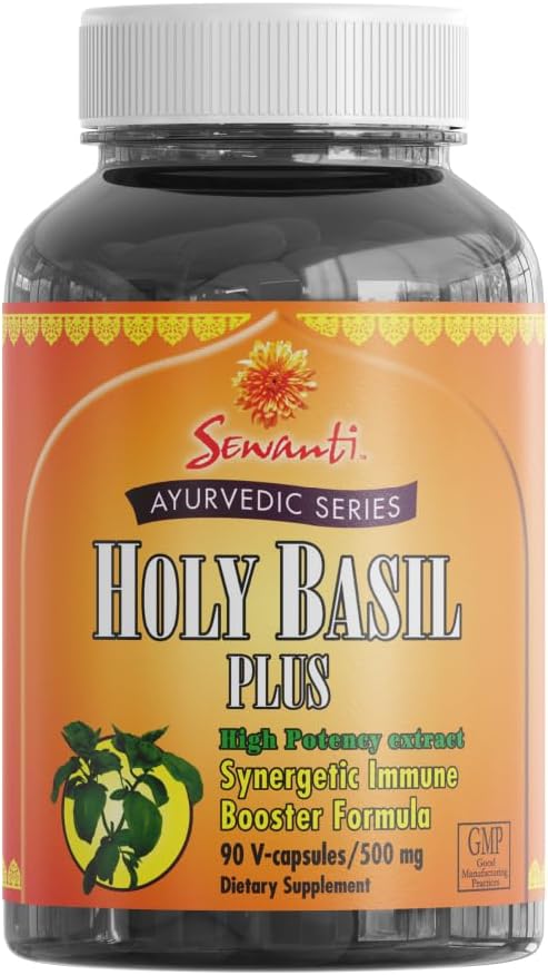 Sewanti Holy Basil Plus Série Ayurvedic Haute puissance 22:1 Extrait Synergetic Imune Booster Formule 90 Capsules végétaliennes