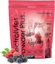 PoudreVitamine Electrolytes Poudre Plus (100 portions) Framboise Electrolyte Poudre, Zéro Calorie, Keto, 0 Sucre, Pas de Maltodextrine,1000mg Potassium,120mg Calcium,120mg Magnésium, Poudre d'hydratation énergétique