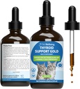 Bien-être animal Thyroïde Soutien Or pour les chats - Soutien Thyroïde saine Fonction Gland chez les chats, Métabolisme normal, Noisette, Baume de citron - Vétérinaire-formulé supplément à base de plantes 4 fl oz (118 ml)