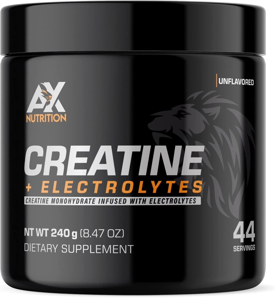 Creatine + Electrolytes 240 g , 100% pure Créatine monohydratée infusée avec Electrolytes , soutenir la croissance musculaire tout en restant hydraté , 44 portions