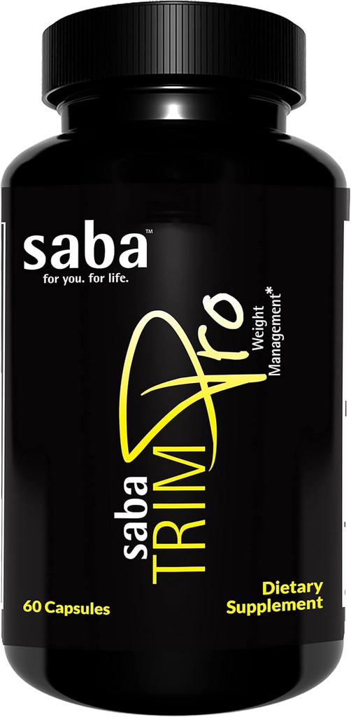 Saba TrimProTM - Brûleur de graisse thermogénique - Perte de poids, suppresseur d'appétit et booster l'énergie - Vitamines, minéraux et ingrédients végétaux de première qualité et plus - 60 pilules alimentaires naturelles