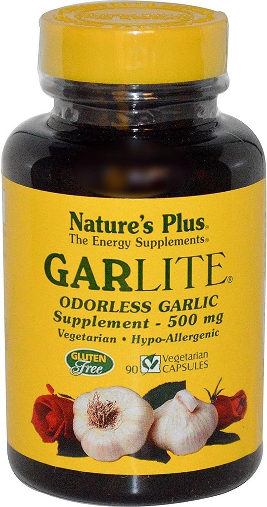 NaturesPlus Garlite Sans odorat - 90 capsules - Végétarien, Sans gluten - 90 portions
