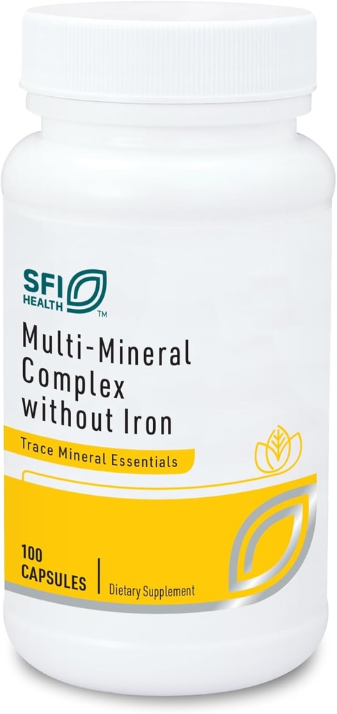 Klaire Labs SFI santé complexe multi-minéraux sans fer - large spectre et mélange minéral de traces essentielles hypoallergénique avec cuivre et zinc, sans fer (100 capsules)